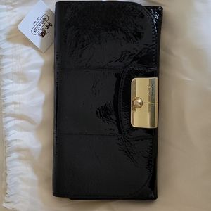 Black Patent Leather Coach Wallet w/Checkbook